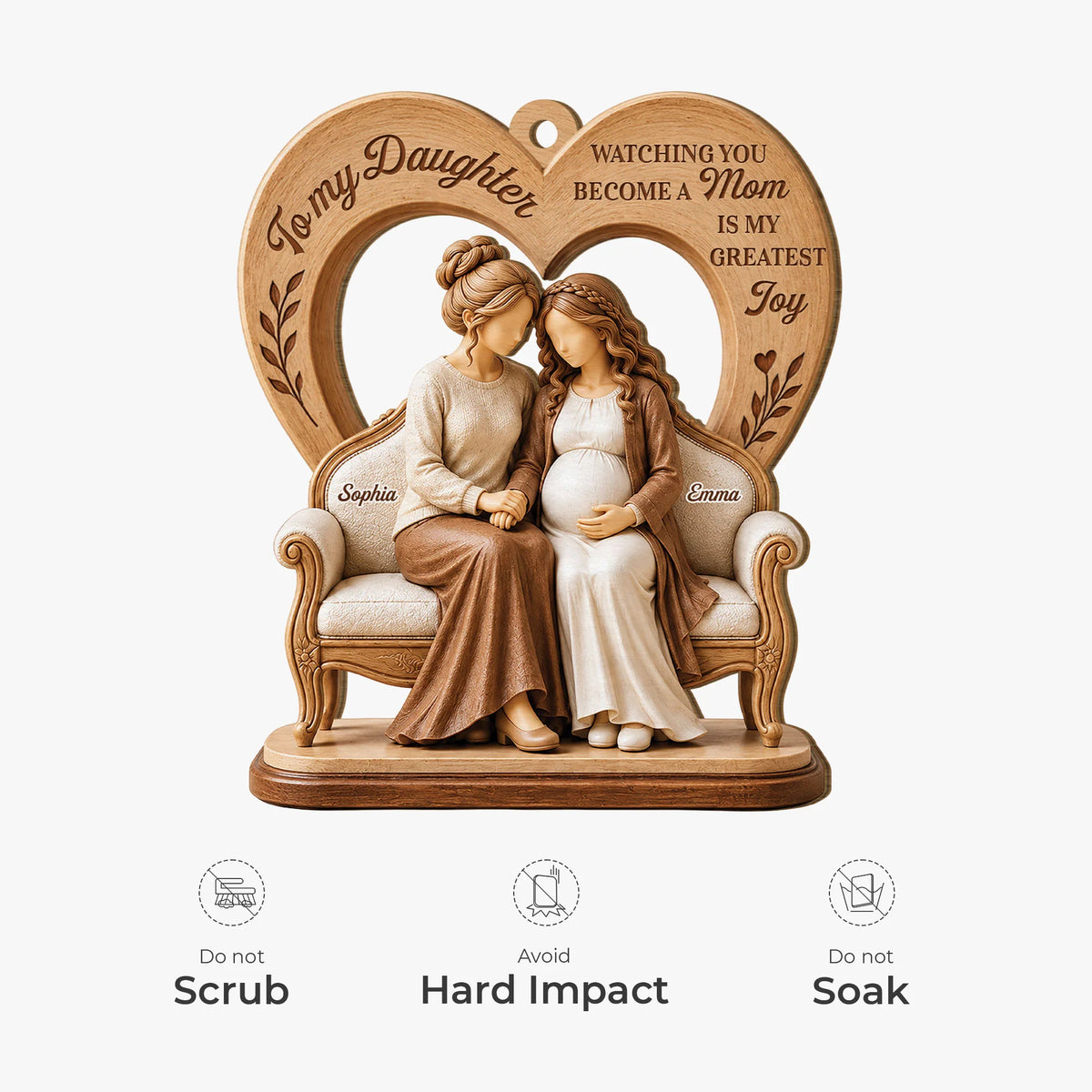Love Nurture Motherhood Personalized Mom Wooden Ornament - Custom New Mom Keepsake