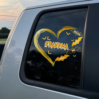Grandma Heart Bat Decal - Personalized Halloween Sticker for Mom and Family