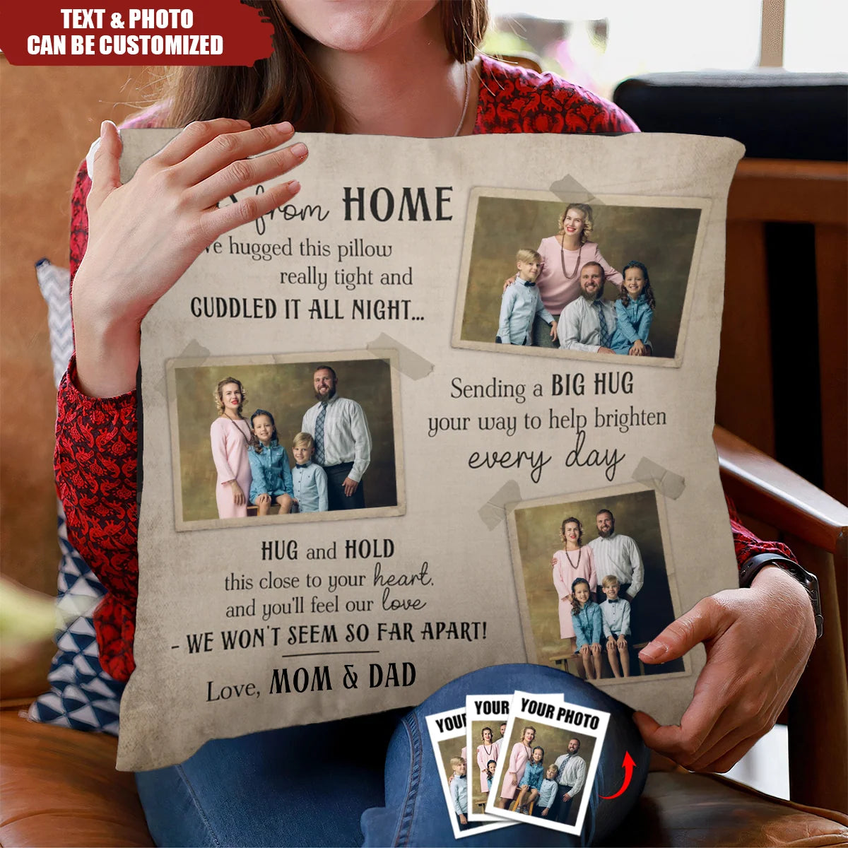 Custom Photo Pillow personalization view for Mom