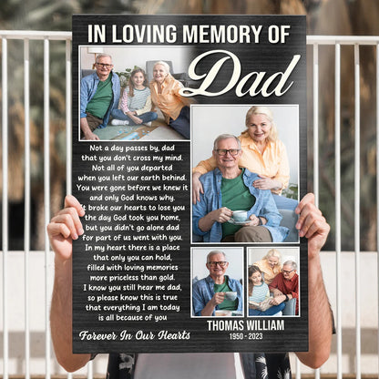 "In Loving Memory Of Dad" Personalized Canvas / Poster - Custom Wall Art Photo Collage Sympathy Gift