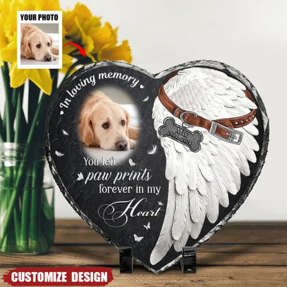 You Left Paw Prints Forever In My Heart - Personalized Pet Memorial Stone for Dog Lovers