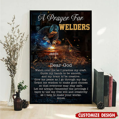"A Prayer for Welders" Personalized Welding Poster / Canvas - Custom Wall Art Gift for Welders