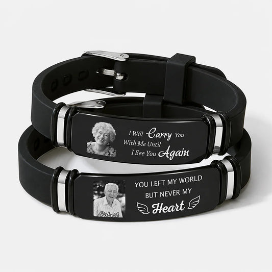 I Am Always With You Personalized Photo Memorial Bracelet - Custom Sympathy Keepsake Gift