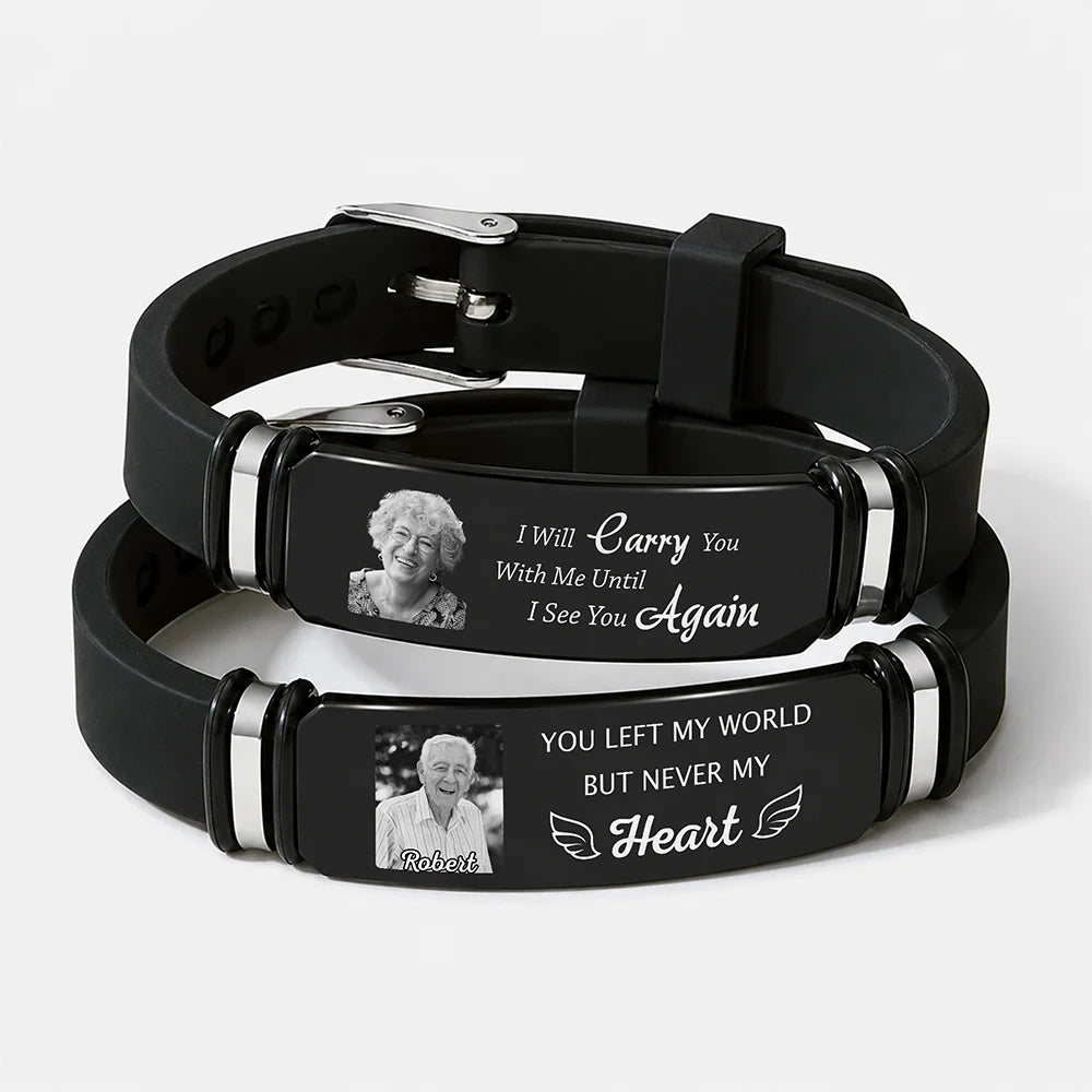 I Am Always With You Personalized Photo Memorial Bracelet - Custom Sympathy Keepsake Gift