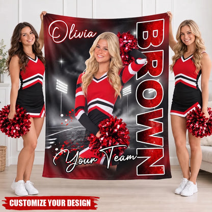 Competitive Spirit Custom Cheerleading Blanket - Personalized Cheer Team Photo Throw