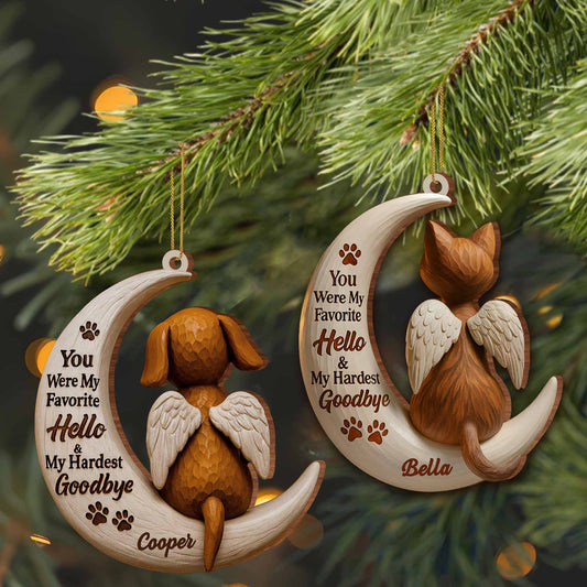 Favorite Hello & Hardest Goodbye Dog Memorial Ornament