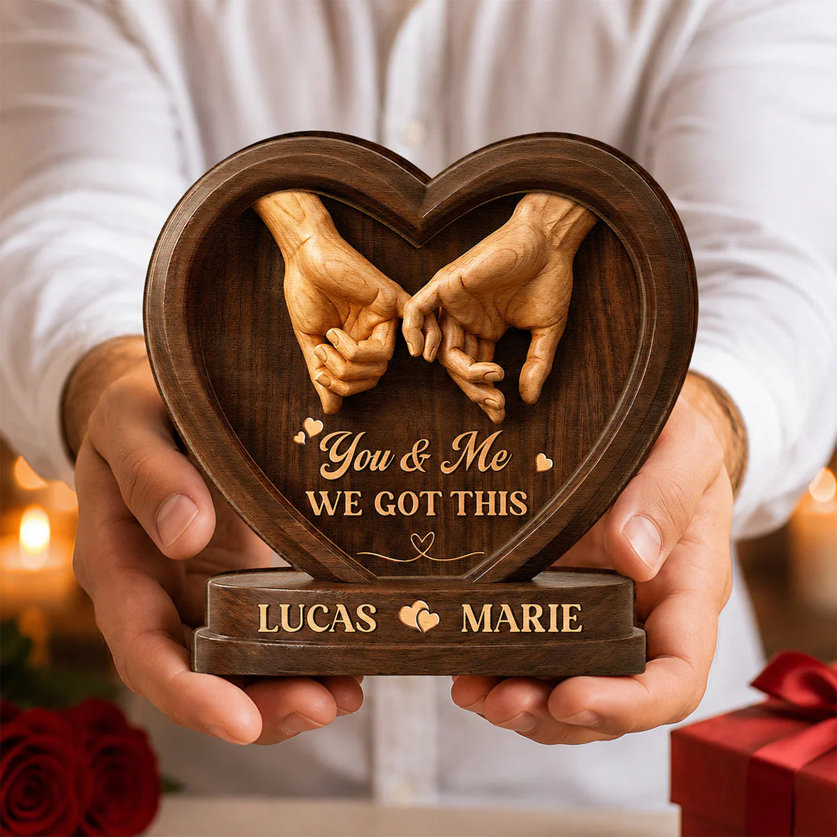 Custom Couples Wooden Plaque for Wife with personalized design details for meaningful gifting image 7