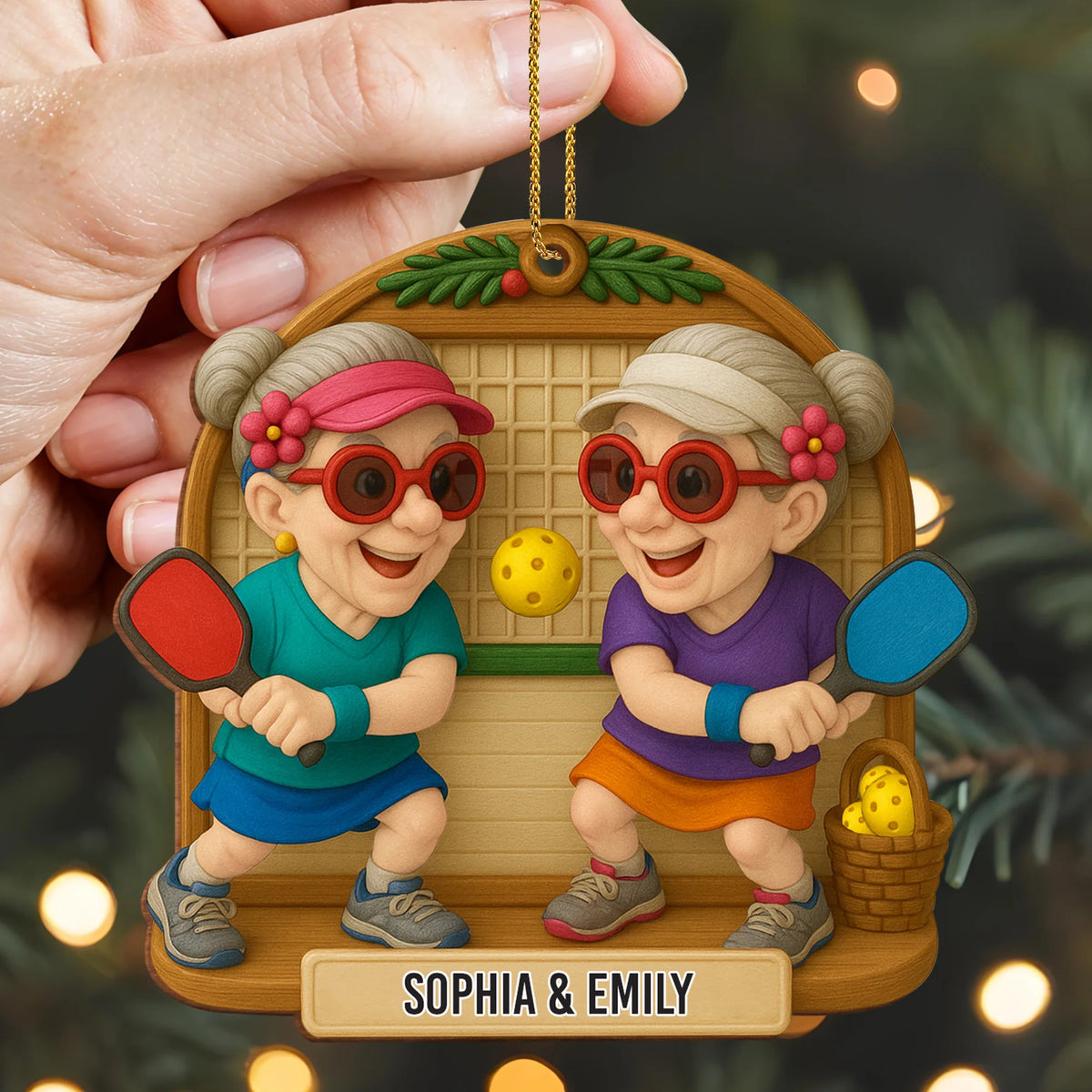 Joyful Pickleball Game Personalized Wood Ornament - Holiday Keepsake for Best Friends