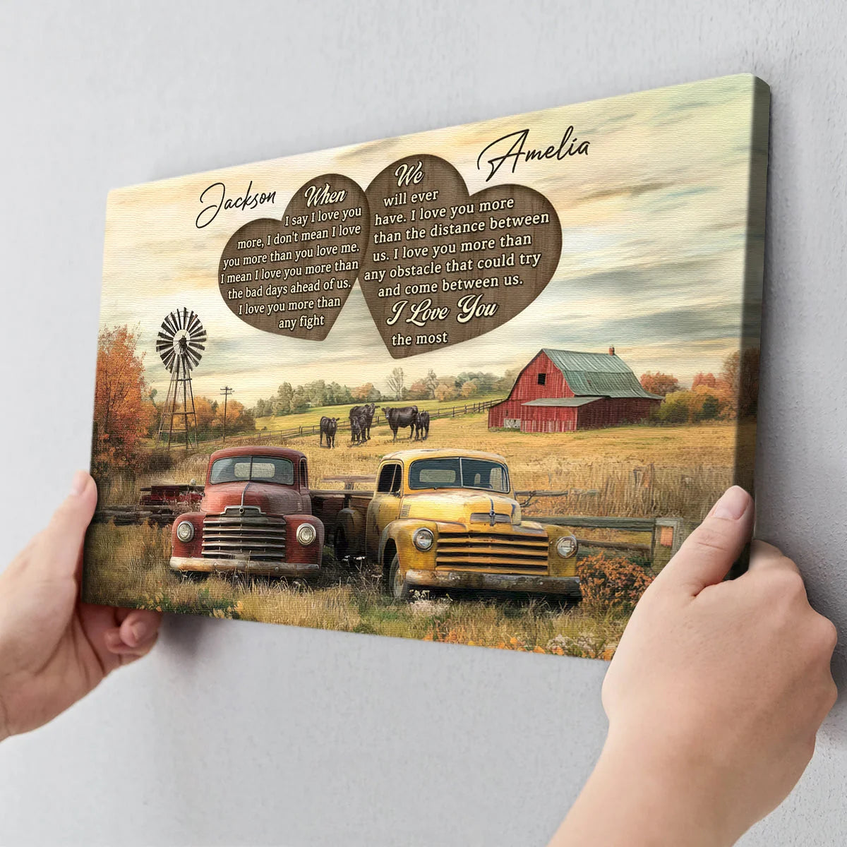 "When I Say I Love You" Personalized Couple Canvas / Poster - Custom Farmhouse Truck Gift for Wife & Husband