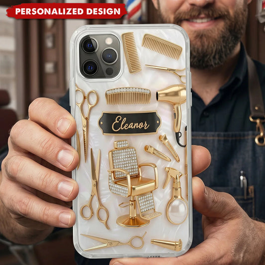Custom Name Hairstylist Clear Phone Case - Personalized Hairdresser & Cosmetology Graduation Gift