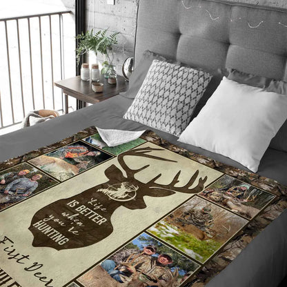 Personalized hunting blanket with custom photo collage and deer design - unique gift for dad and husband image 7