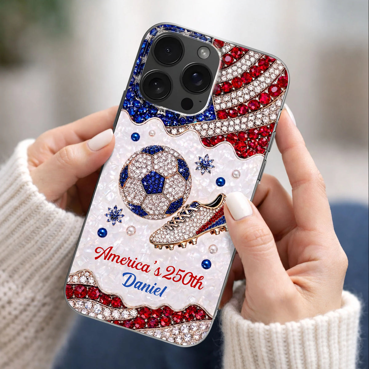 America's 250th Anniversary Personalized Clear Phone Case - Custom Gift for Soccer Lovers