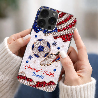 America's 250th Anniversary Personalized Clear Phone Case - Custom Gift for Soccer Lovers