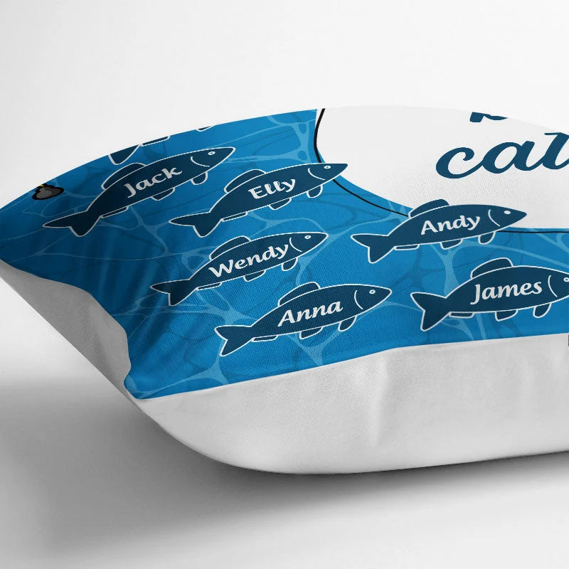 Papa's Best Catches Personalized Pillow - Custom Throw Pillow for Fishing Grandpa