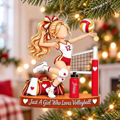Just A Girl Who Loves Volleyball Personalized Acrylic Ornament - Christmas Keepsake for Daughter
