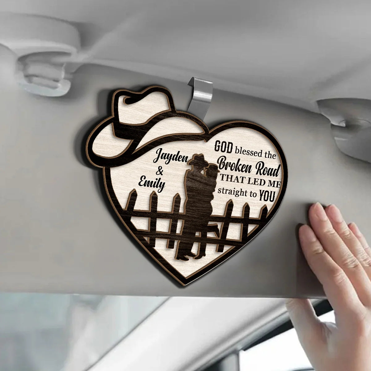 Car Hanger material and size view - Personalized Car Visor Clip