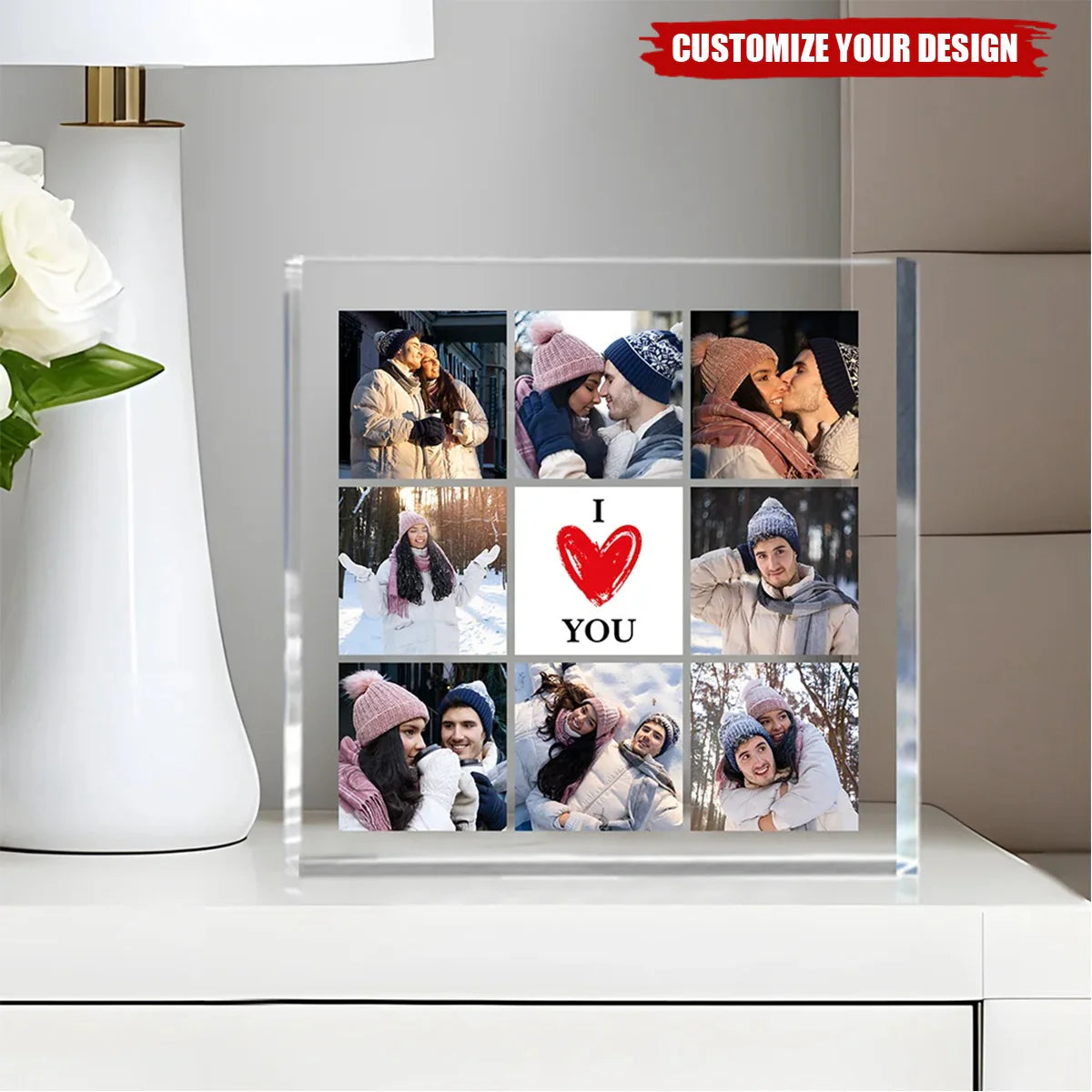 Plaque material and size view - Custom Photo Collage Acrylic Plaque