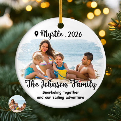 Custom Vacation Keepsake - Personalized Travel Photo Ceramic Ornament