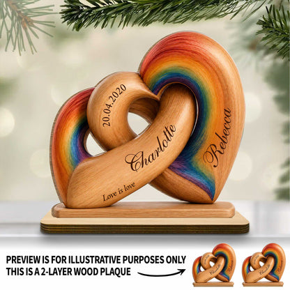 Custom Lgbtq Rainbow Heart Wooden Plaque for Couples with personalized design details for meaningful gifting image 7