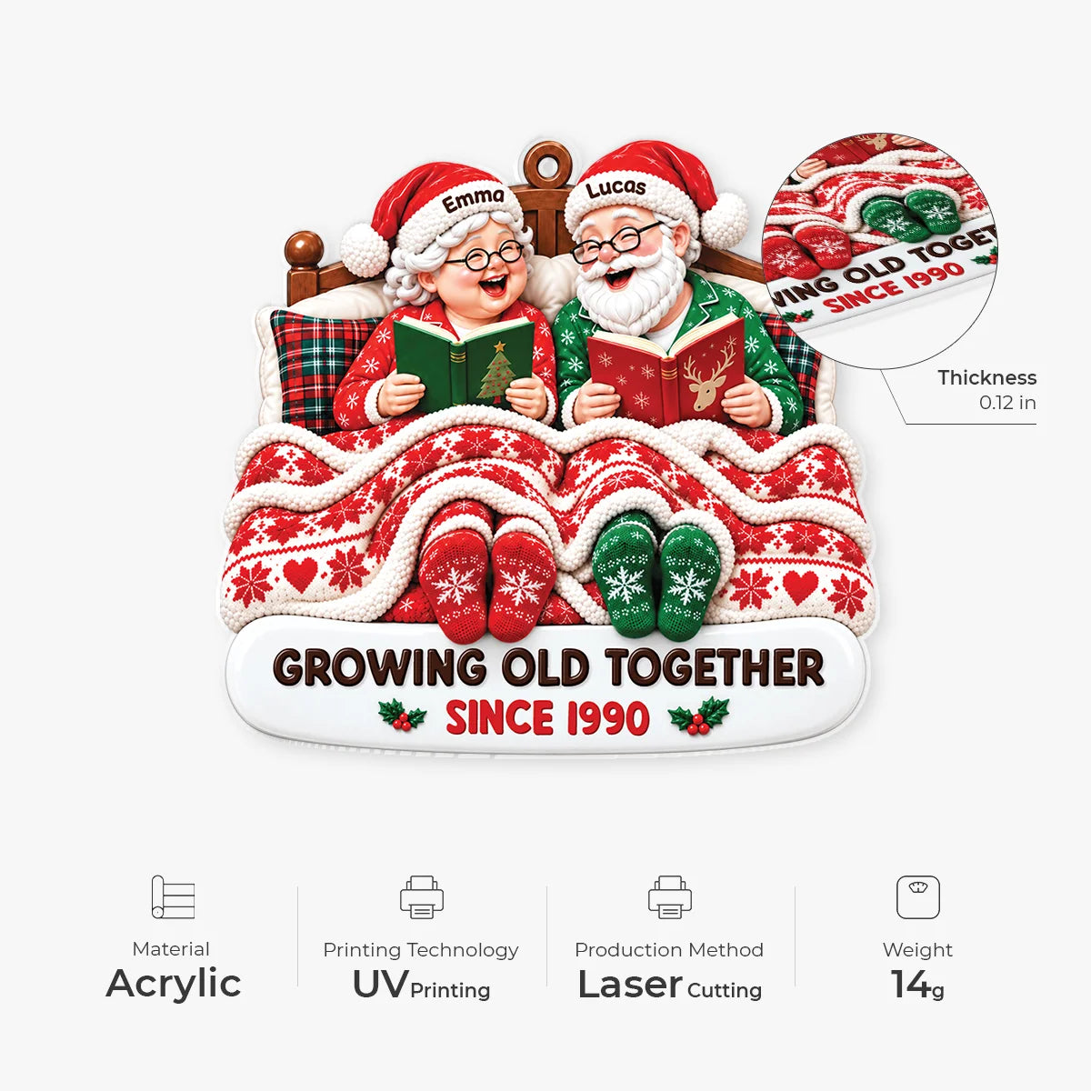 Growing Old Together Personalized Acrylic Ornament for Couples - Custom Christmas Keepsake Gift