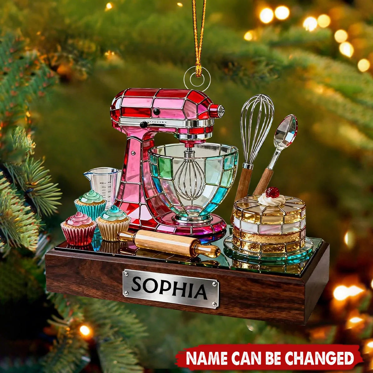 Baking Mixer Personalized Christmas Acrylic Ornament - Custom Kitchen Decor Gift for Bakers