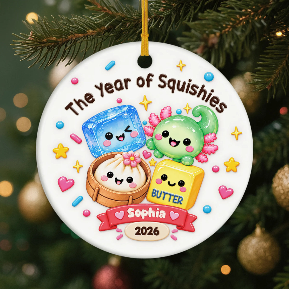 The Year of Squishies Personalized Ceramic Ornament - Kids Christmas Tree Decor