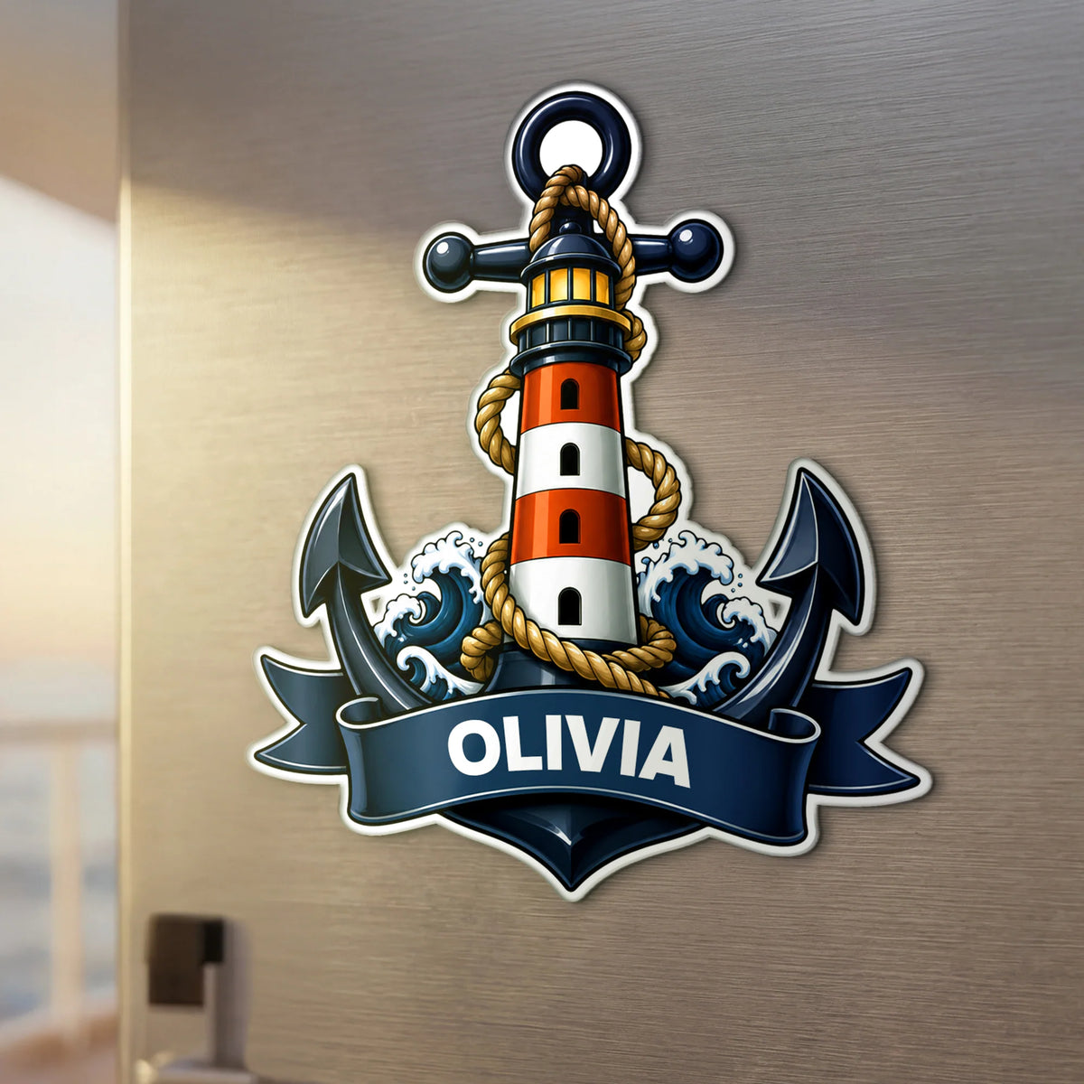 Personalized Nautical Anchor Acrylic Magnet - Custom Name Sailor Gift for Him / Her
