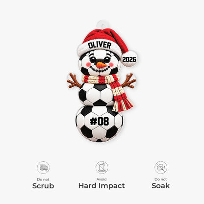 Personalized Sports Ball Snowman Acrylic Ornament, Custom Name & Number Christmas Keepsake Gift for Kids & Athletes