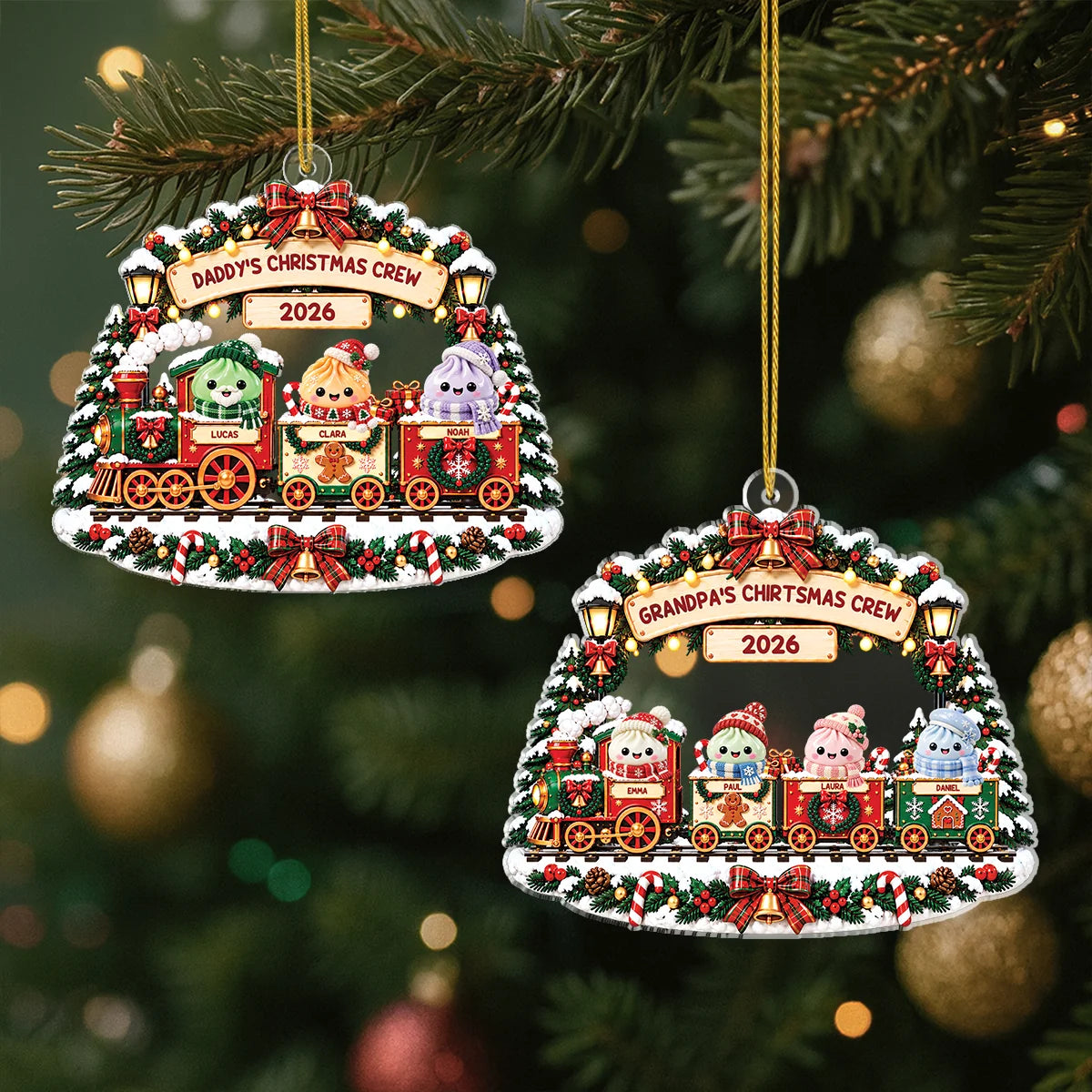 Grandma's Christmas Crew Personalized Acrylic Ornament - Custom Family Keepsake Gift