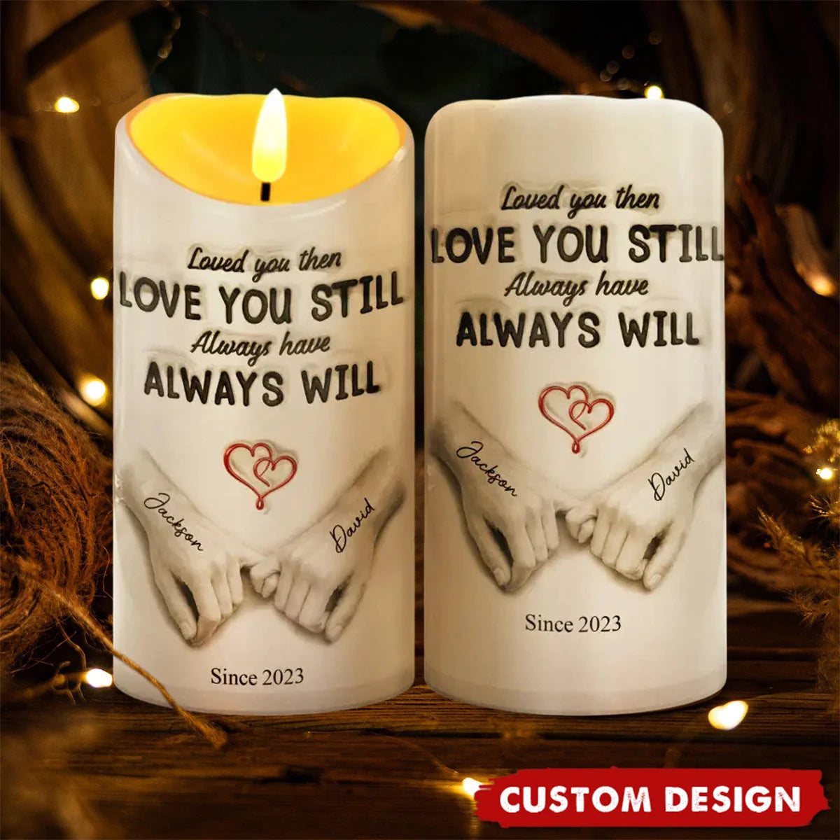 Loved You Then Love You Still Personalized Flameless LED Candle - Anniversary Keepsake for Couples
