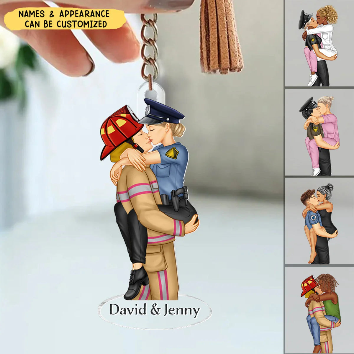 Custom Profession Couple Acrylic Keychain for Couples with personalized design details for meaningful gifting