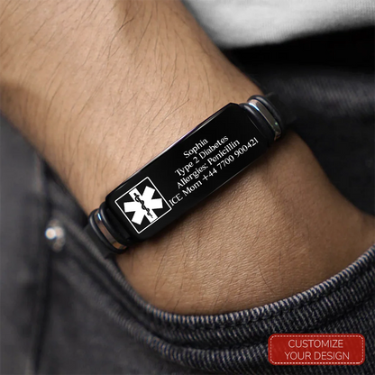 Personalized Medical Alert Bracelet personalization view for Dad