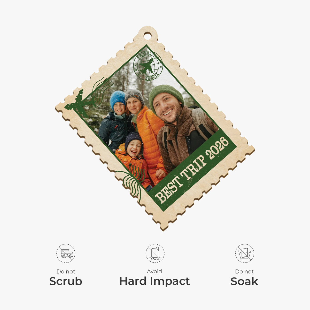 Best Trip Personalized Wooden Ornament - Custom Photo Travel Keepsake Gift for Family
