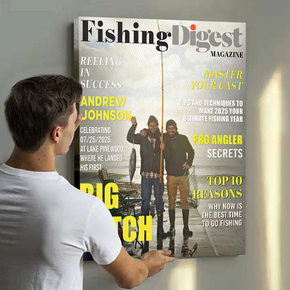 Canvas / Poster material and size view - Custom Fishing Magazine Cover Canvas