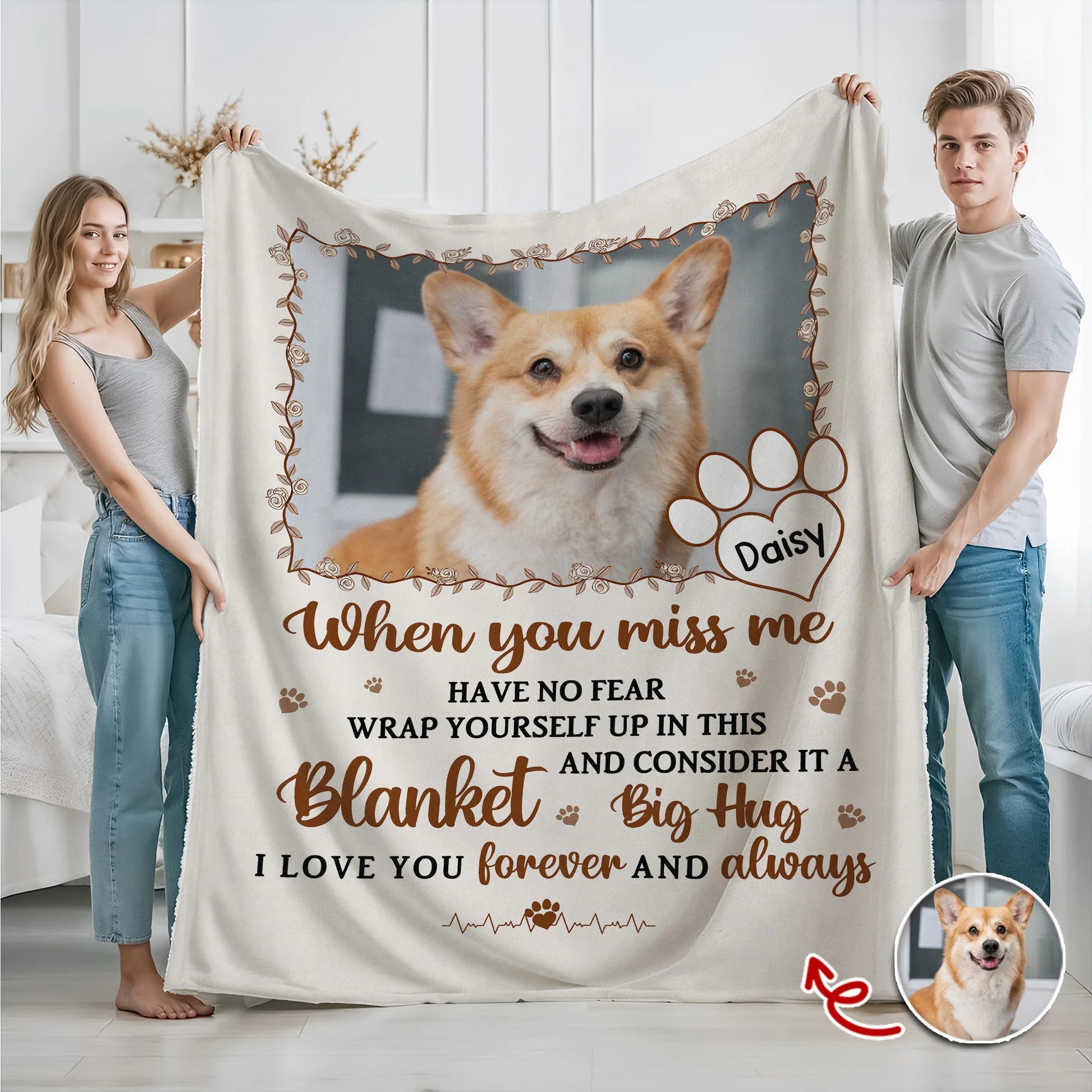 When You Miss Me Have No Fear - Personalized Pet Memorial Blanket for Dog and Cat Lovers