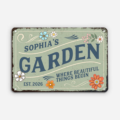 Personalized Garden Metal Sign personalization view for Mom