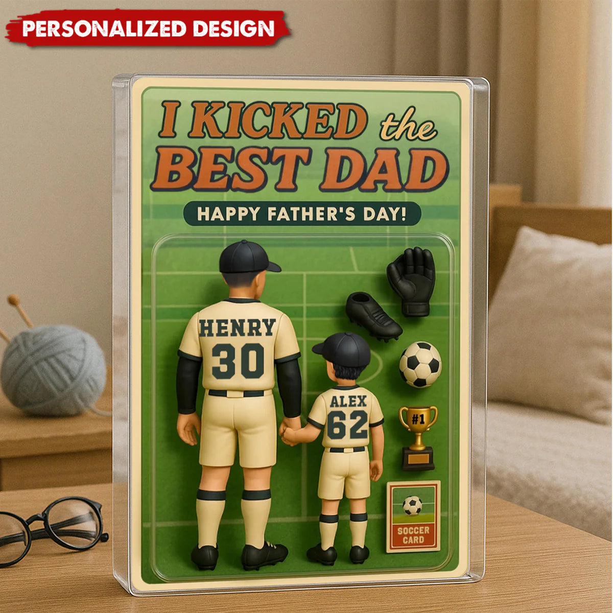 Plaque material and size view - Personalized Soccer Dad Acrylic Plaque