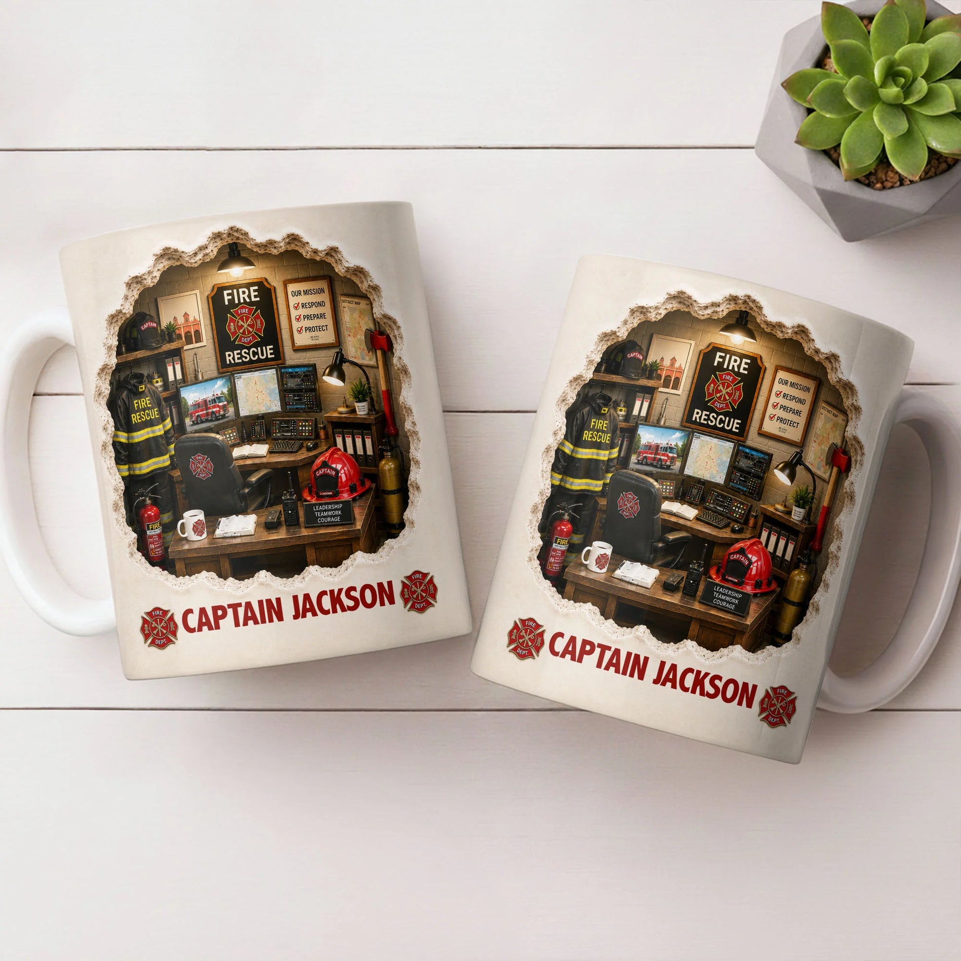 Personalized firefighter mug with custom name and fire station office design - gift for fire department heroes image 8