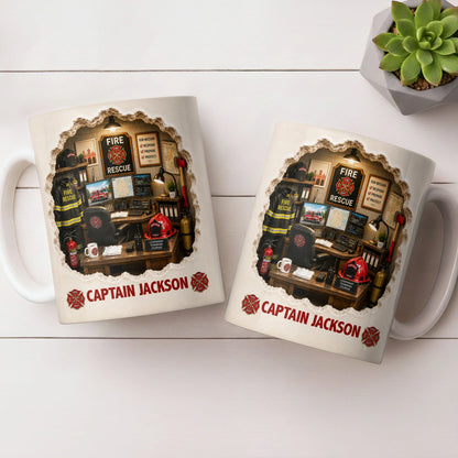 Personalized firefighter mug with custom name and fire station office design - gift for fire department heroes image 8