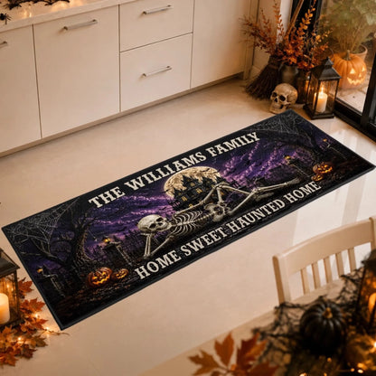 Home Sweet Haunted Home Personalized Runner Rug - Custom Halloween Decor for Family