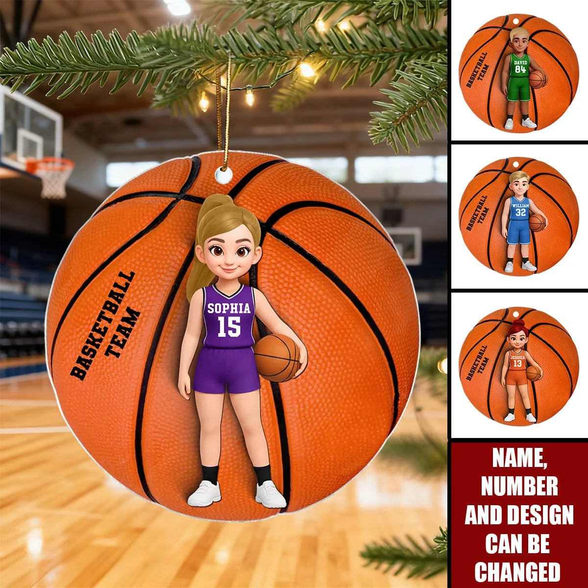 Personalized Basketball Acrylic Ornament - Custom Sports Keepsake for Youth Players