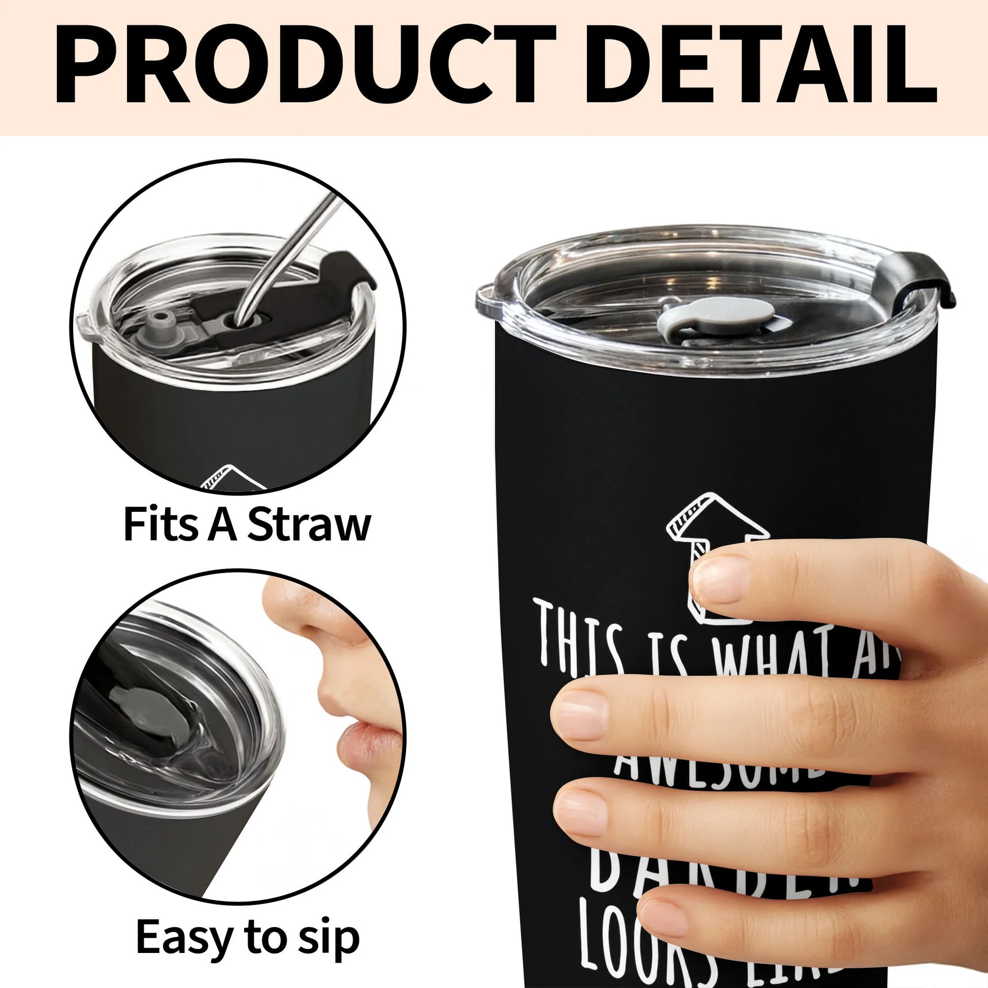Custom Barber Tumbler for Dad with personalized design details for meaningful gifting image 9