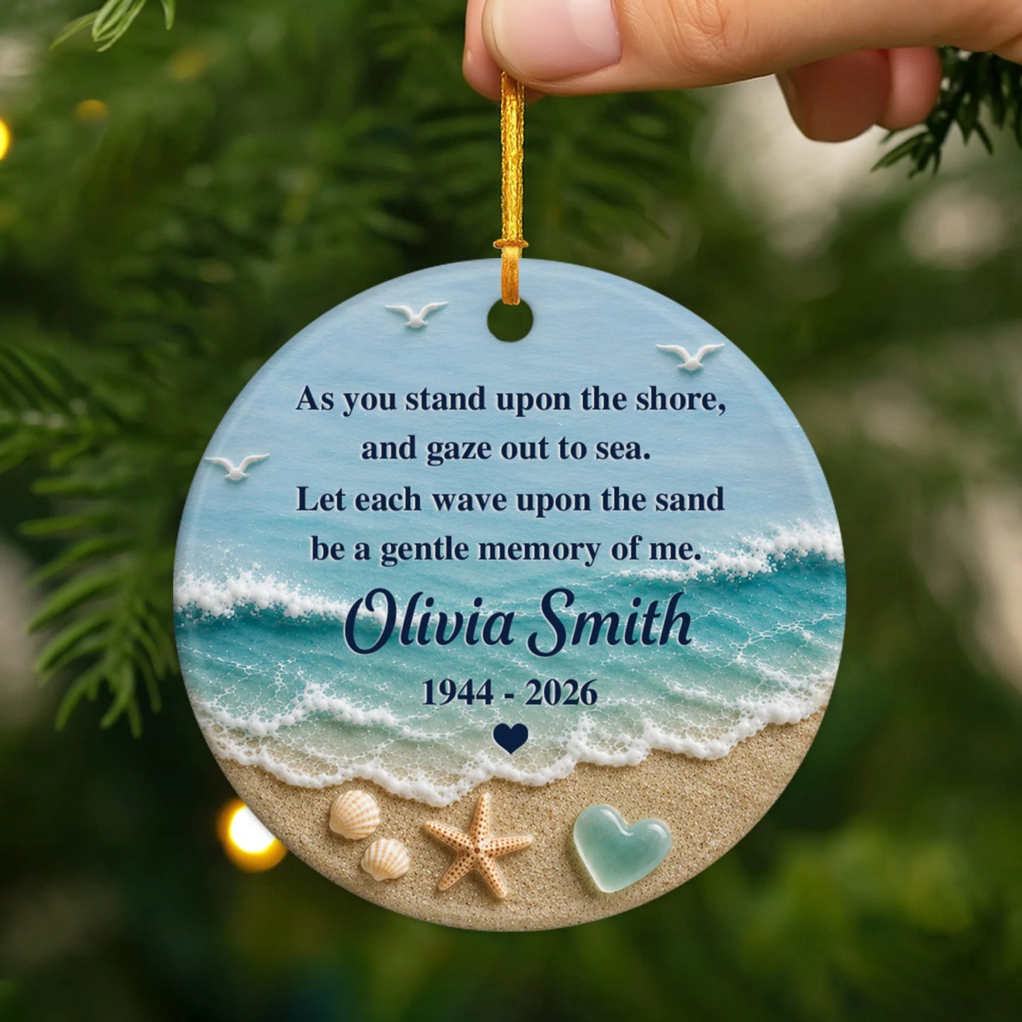 "As You Stand Upon The Shore" Personalized Memorial Ceramic Ornament - Custom Bereavement Gift
