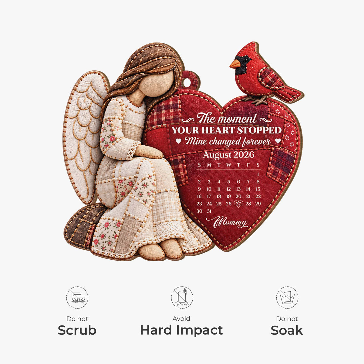 The Moment Your Heart Stopped Mine Changed Forever - Personalized Memorial Wooden Ornament for Mom Grandma