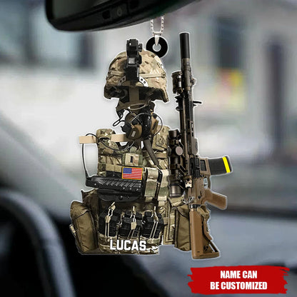 Personalized Military Ornament - Custom Tactical Gear Design Car Hanger & Keepsake Gift for Veterans