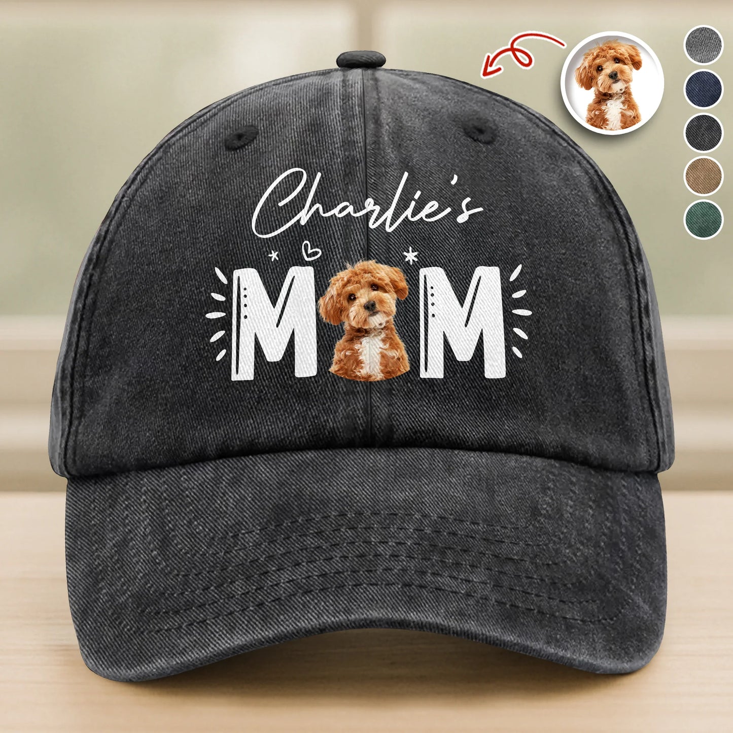 Custom Dog Mom Baseball Cap for Mom with personalized design details for meaningful gifting
