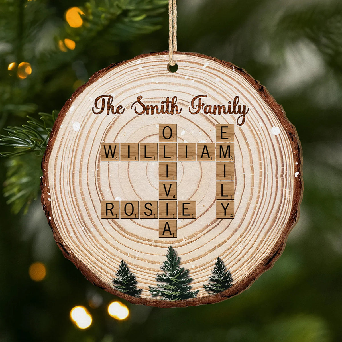 Personalized Family Crossword Wooden Ornament - Custom Christmas Keepsake Gift for Family