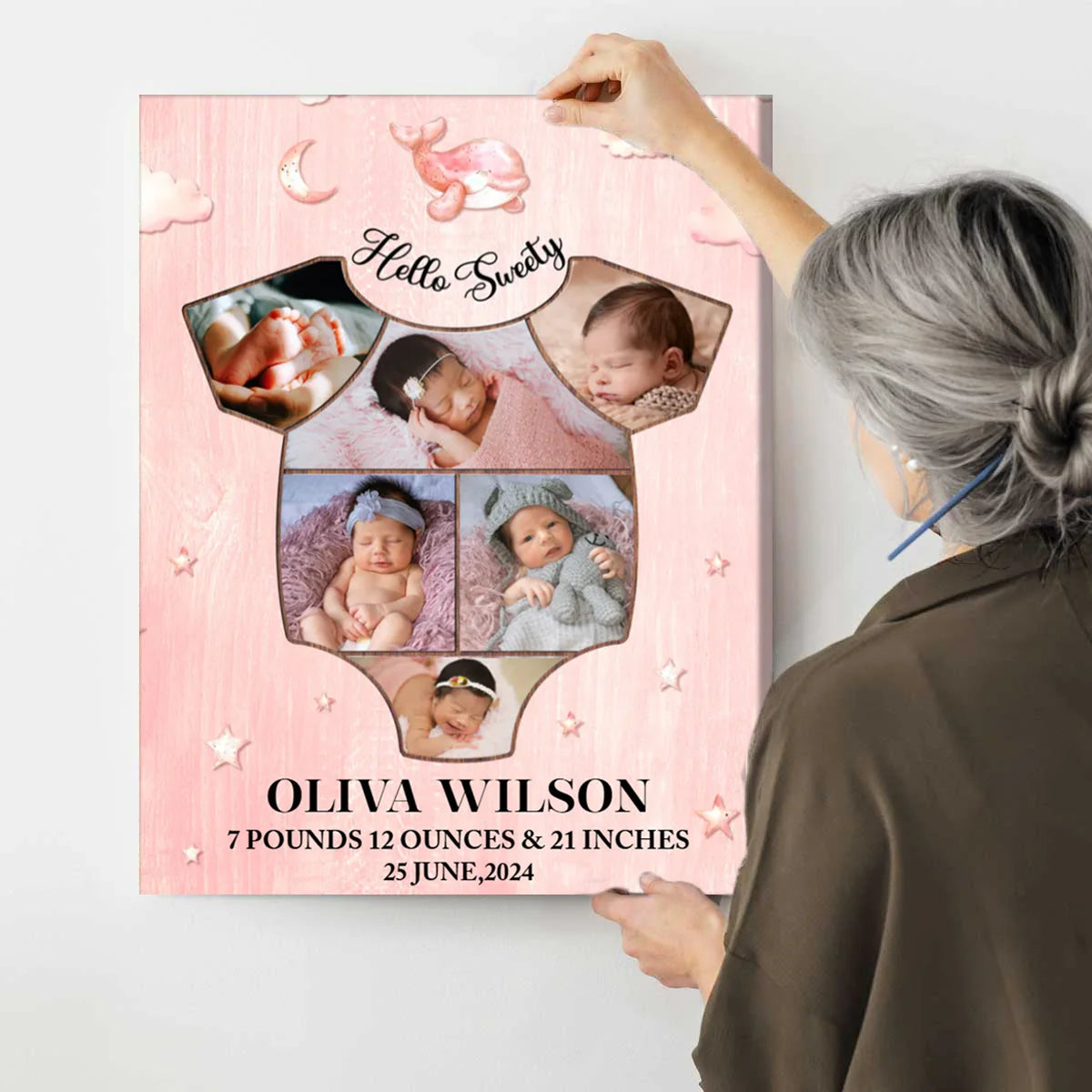 Custom Baby Collage Photo Canvas personalization view for Mom