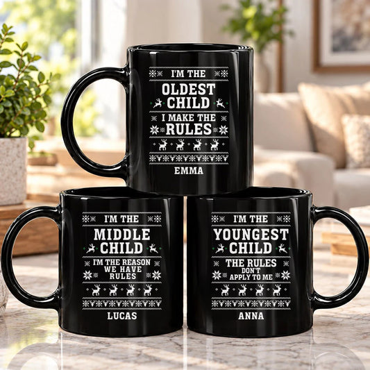 "I'm The Oldest Child I Make The Rules" Personalized Sibling Mug - Custom Gift for Sister & Brother