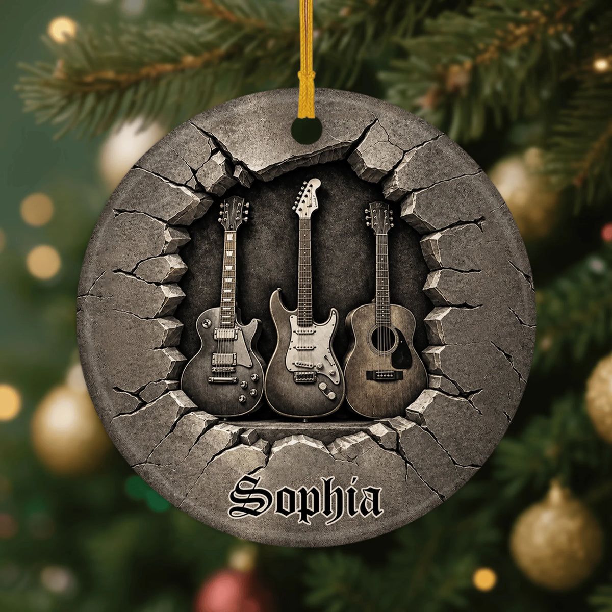 Personalized Rock Guitar Ceramic Ornament - Custom Music Lover Keepsake Gift for Guitarists